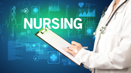 young doctor writing down notes