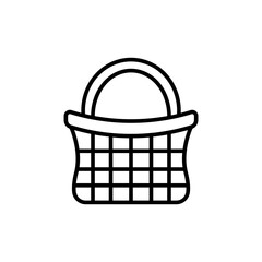 Wicker basket outline icons, minimalist vector illustration ,simple transparent graphic element .Isolated on white background