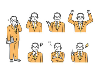 中年会社員の男性イラストセット