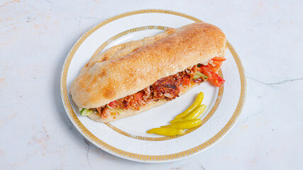 Chicken doner kebab on plate