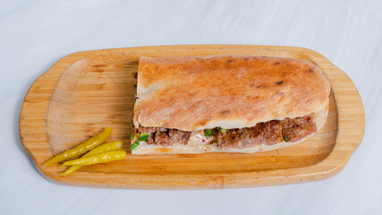 Beef doner kebab isolated on tray