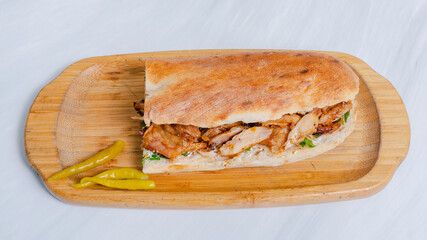 Chicken doner kebab isolated on tray