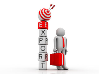 3d illustration business export concept