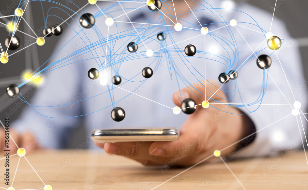 Poster network digital interface in hand