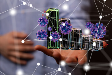 virus Connecting lines and dots.Big data visualization