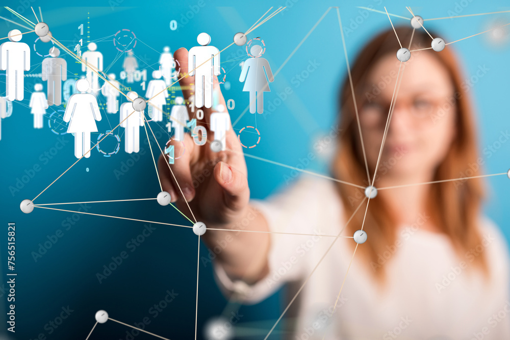 Fototapete global network. blockchain. 3d illustration. neural networks and artificial intelligence. abstract