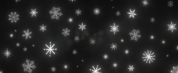 Snowflakes - With Realistic Snowflakes Overlay On Light Silver Backdrop. Xmas Holidays