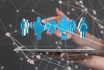Global network. Blockchain. 3D illustration. Neural networks and artificial intelligence. Abstract