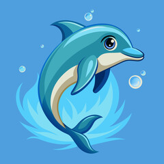 Obraz premium Dolphin, beluga, grampus, mammal, narwal, orca, porpoise, whale, pet, cartoon, pretty, cute, draw, vector, illustration 
