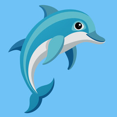 Fototapeta premium Dolphin, beluga, grampus, mammal, narwal, orca, porpoise, whale, pet, cartoon, pretty, cute, draw, vector, illustration 