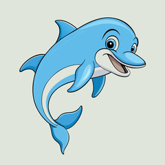 Fototapeta premium Dolphin, beluga, grampus, mammal, narwal, orca, porpoise, whale, pet, cartoon, pretty, cute, draw, vector, illustration 