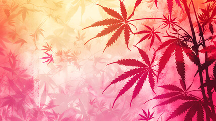 Fototapeta na wymiar Cannabis Leaves Silhouette with Warm Gradient Background