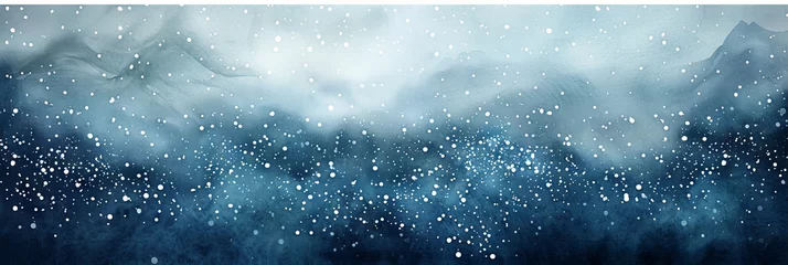 Foto op Aluminium Abstract blue watercolor background with grainy texture, snow falling on the sea level, dark blue wave watercolor, banner, winter landscape © Planetz