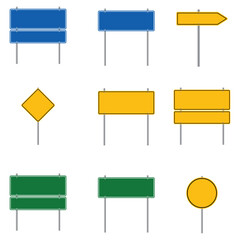 Blank road signs icon set vector illustration on white background