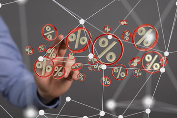 Interest rate financial and mortgage rates concept.