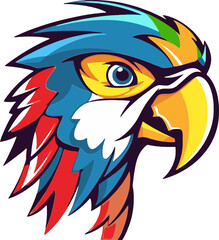 Color Burst Macaw Head Design Radiant Regalia Macaw Head Vector