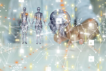 digital medical futuristic interface 3D rendering