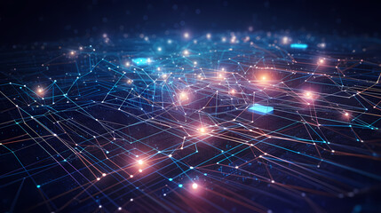 Fototapeta premium Network connection abstract technology, abstract connection lines coming together