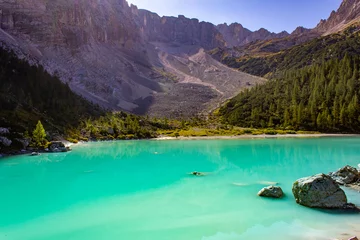 Crédence de cuisine en verre imprimé Corail vert Lago di Sorapis, Dolomite Alps, Italy, Europe
