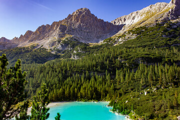 Fototapeta na wymiar Lago di Sorapis, Dolomite Alps, Italy, Europe