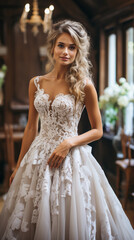 Naklejka premium A wedding dress, carefully chosen by the bride