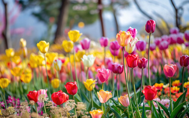 Obraz premium spring tulip flowers,created with Generative AI tecnology.