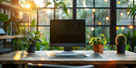 Professional work environment with modern desk and technology equipment in office . Concept Modern Office, Technology Equipment, Professional Work Environment