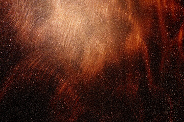 Black dark orange golden red brown shiny glitter abstract background with space. Twinkling glow...