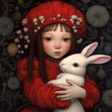 Girl with white rabbit