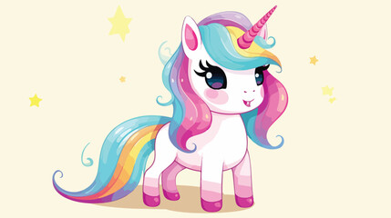 Cute cat unicorn with colorful costume. Animal vector