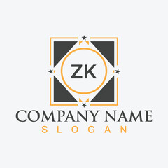 Minimal Initial ZK Logo Design with Handwriting Style Vector and Illustration