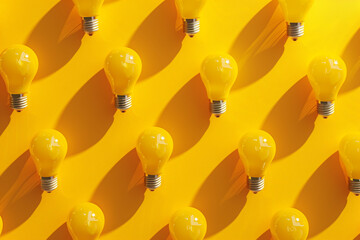 Yellow light bulb pattern with shadow