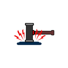 flat design illustration of a courthouse and the gavel and balance of justice