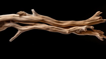Driftwood, Old wood on a black background.