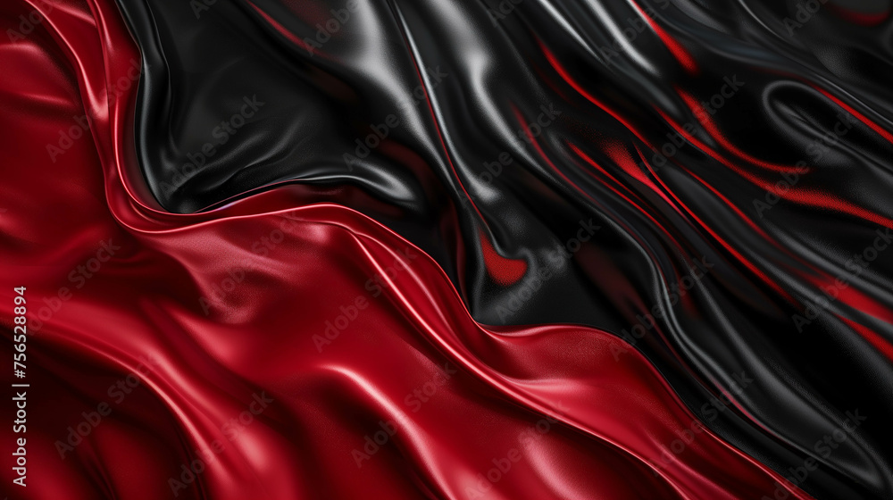 Poster background image with red and black curve pattern.