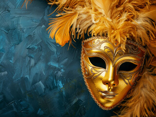 A luxurious Venetian masquerade party background highlighting a golden