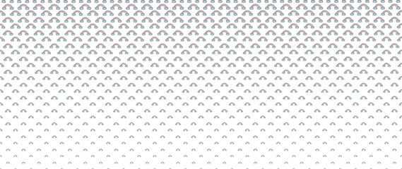 Blended  doodle hand drawn of pastel clouds and rainbows on white for pattern and background, halftone effect.