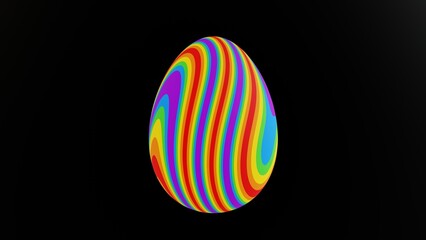 3d abstract rainbow groovy psychedelic retro 70s 80s 90s y2k wavy Easter egg. Pride LGBT flag symbol.