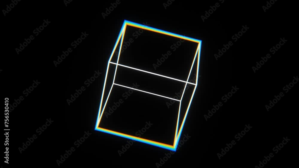 Poster 3d abstract futuristic lens distortion vfx black and white retro wireframe grid cube. 80s 90s geomet