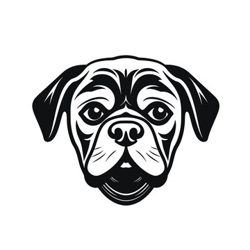 Dog head logo vector eps. Dog head black white illustration. Dog head icon