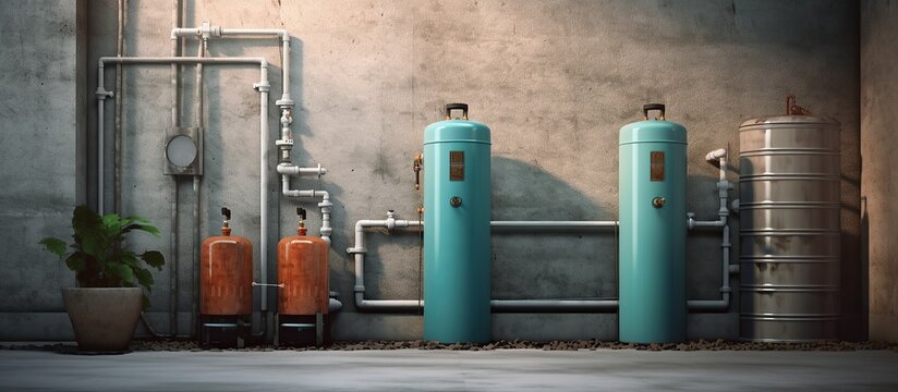 3d render of a gas boiler room with large pipes and valves