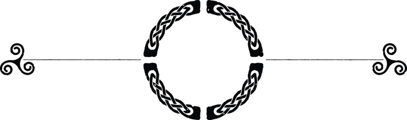 Grunge Celtic Header with Knot Circle and Triskele Spirals - obrazy, fototapety, plakaty