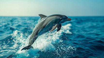 Foto op Canvas Dolphin Jumps Amidst Aquatic Life © EwaStudio