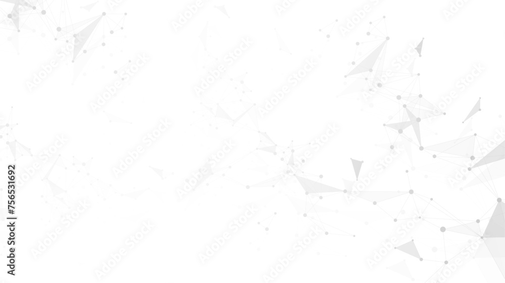Aufkleber Abstract tech network connection dots. Digital technology and big data analysis background. White background with plexus lines. Geometric background with abstract mesh