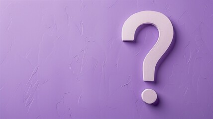 A purple background with a prominent white question mark