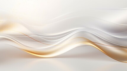 Horizontal Luxurious white background with golden curved smooth wavy lines for the presentation of your Products, Cosmetics Advertising, Layout for Text, Copy space.