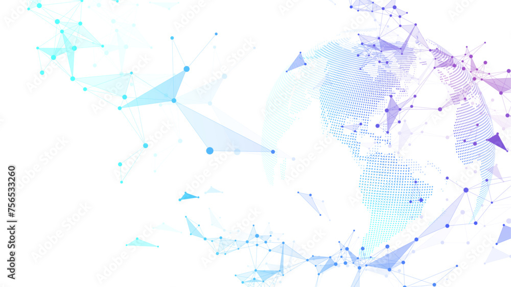 Poster Global network connection banner design template. Header social network communication in the global business concept. Big data visualization. Internet technology