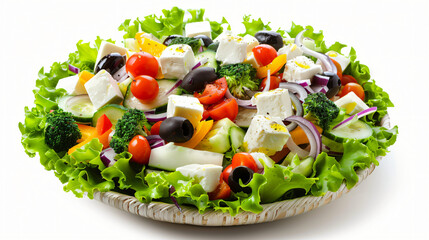 Salad with cheese and fresh vegetables