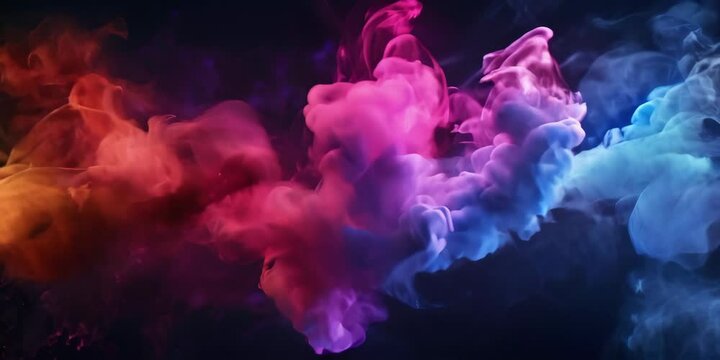 Colorful smoke against black background. High quality 4K 