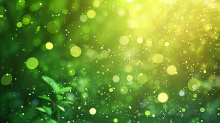 Fototapeta premium Spring Light Green Blur Background with Glowing Blue